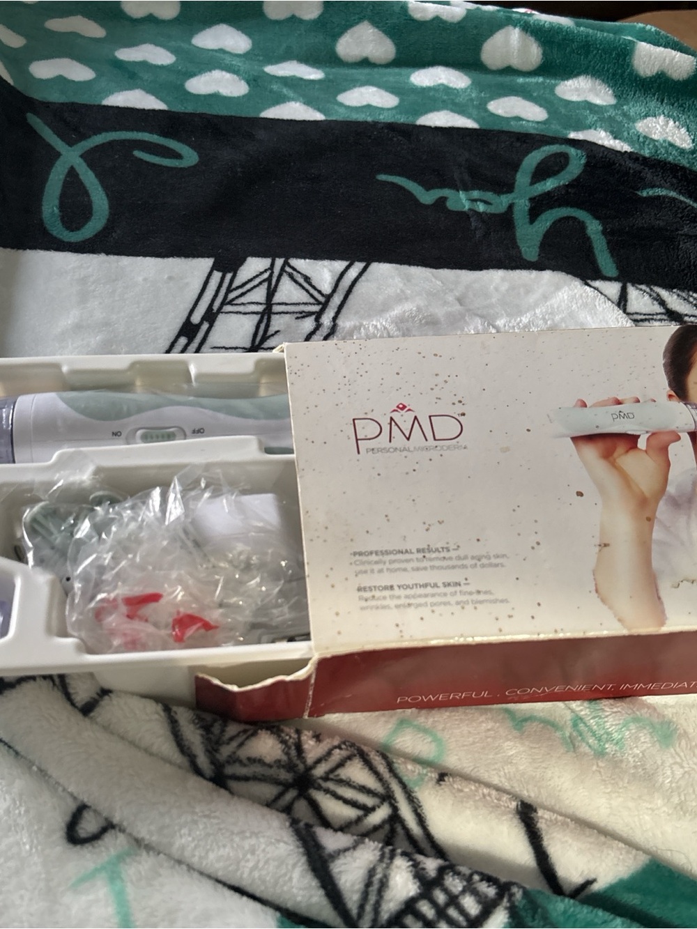 PMD White Personal Skincare Device Kit with Red Accents